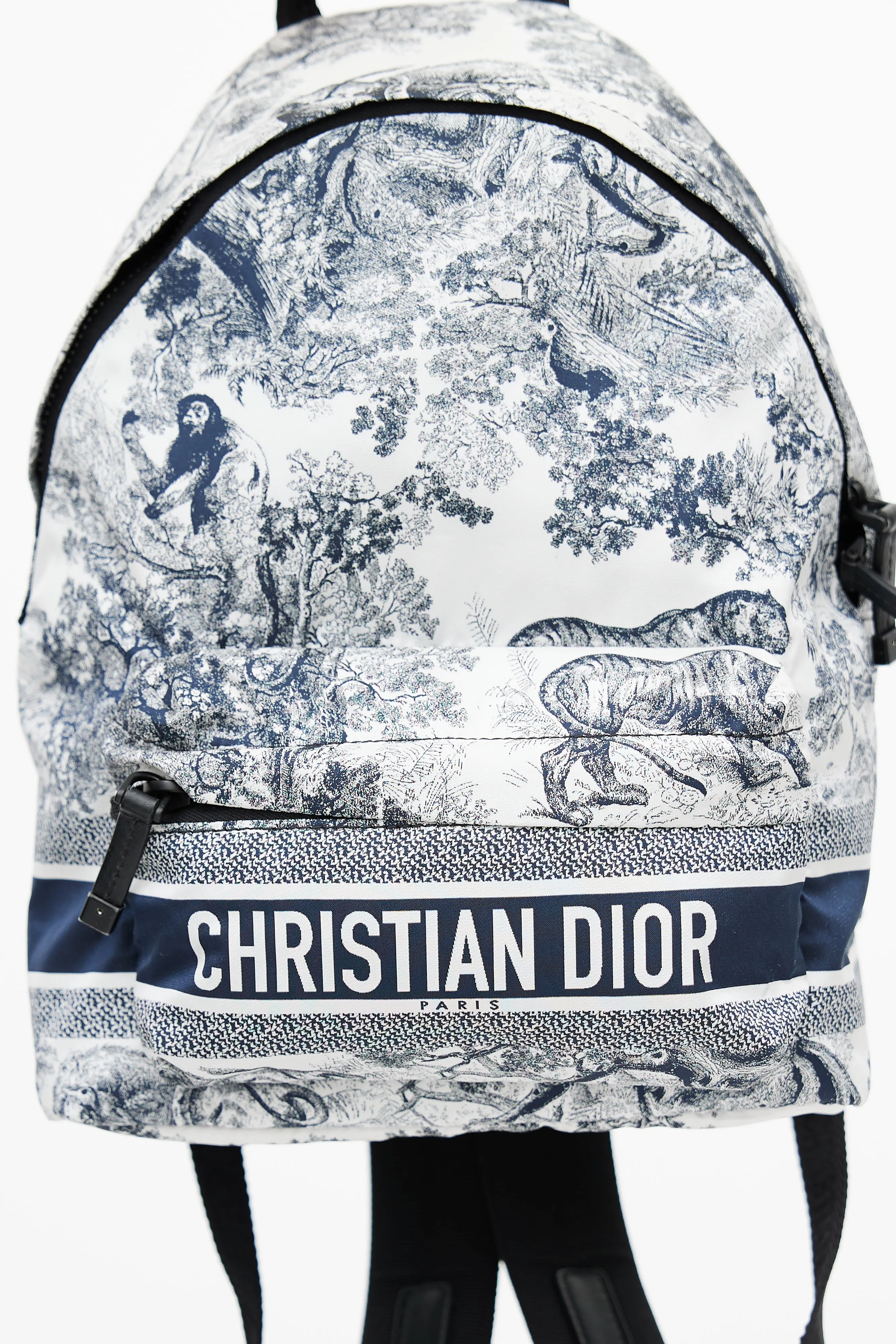 2021 White & Navy DiorTravel Nylon Backpack