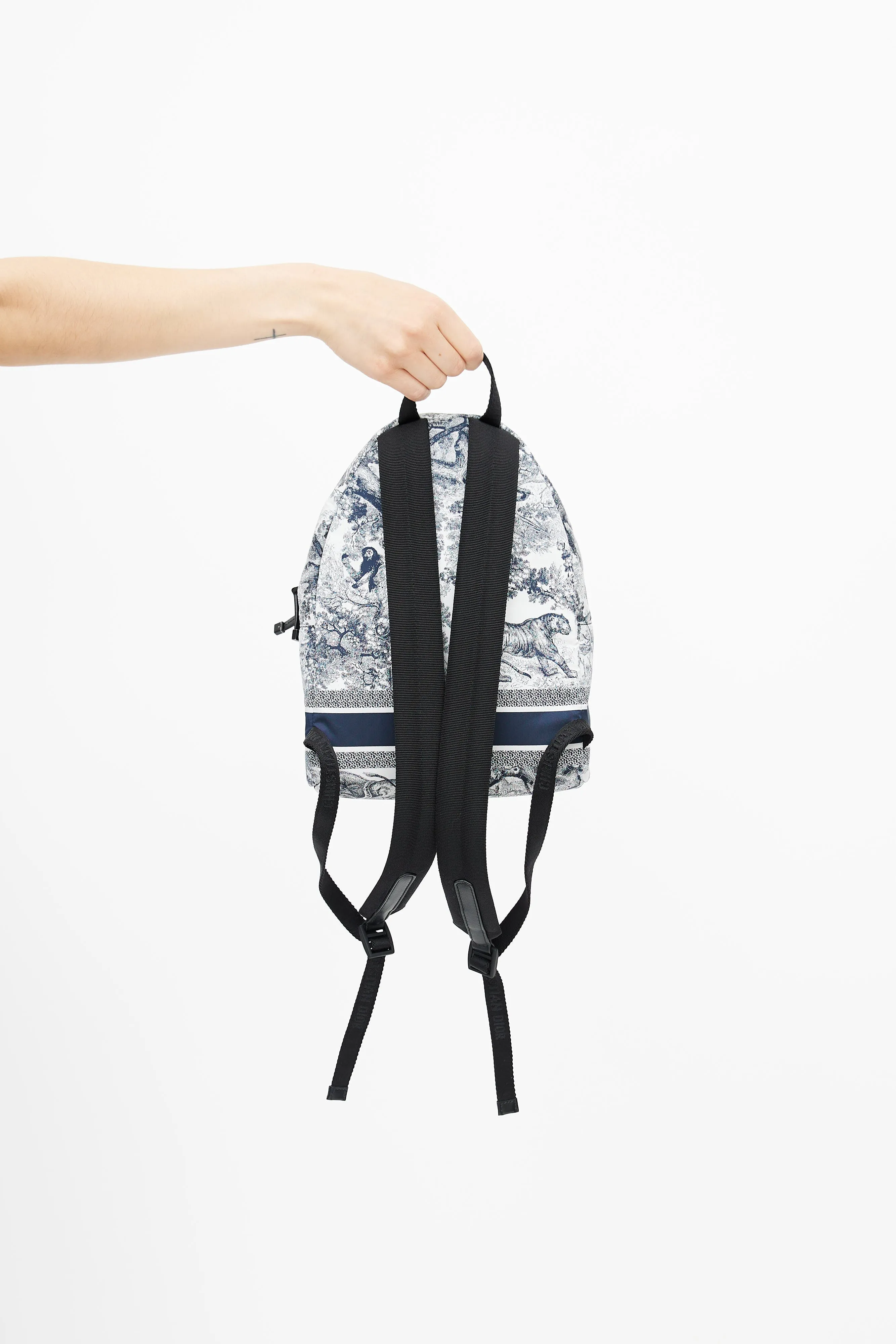2021 White & Navy DiorTravel Nylon Backpack