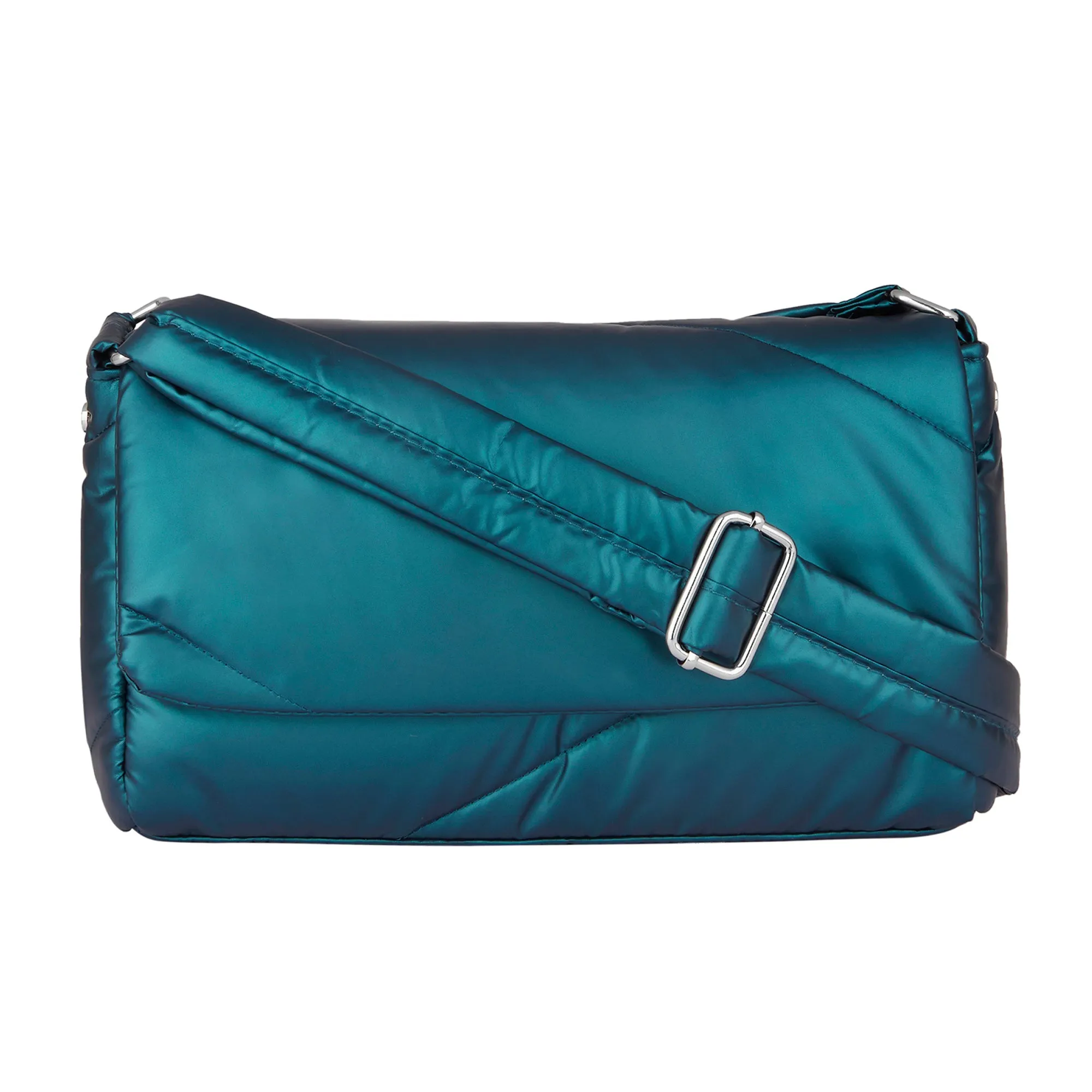 Accessorize London Women's Teal Metallic Crossbody Bag