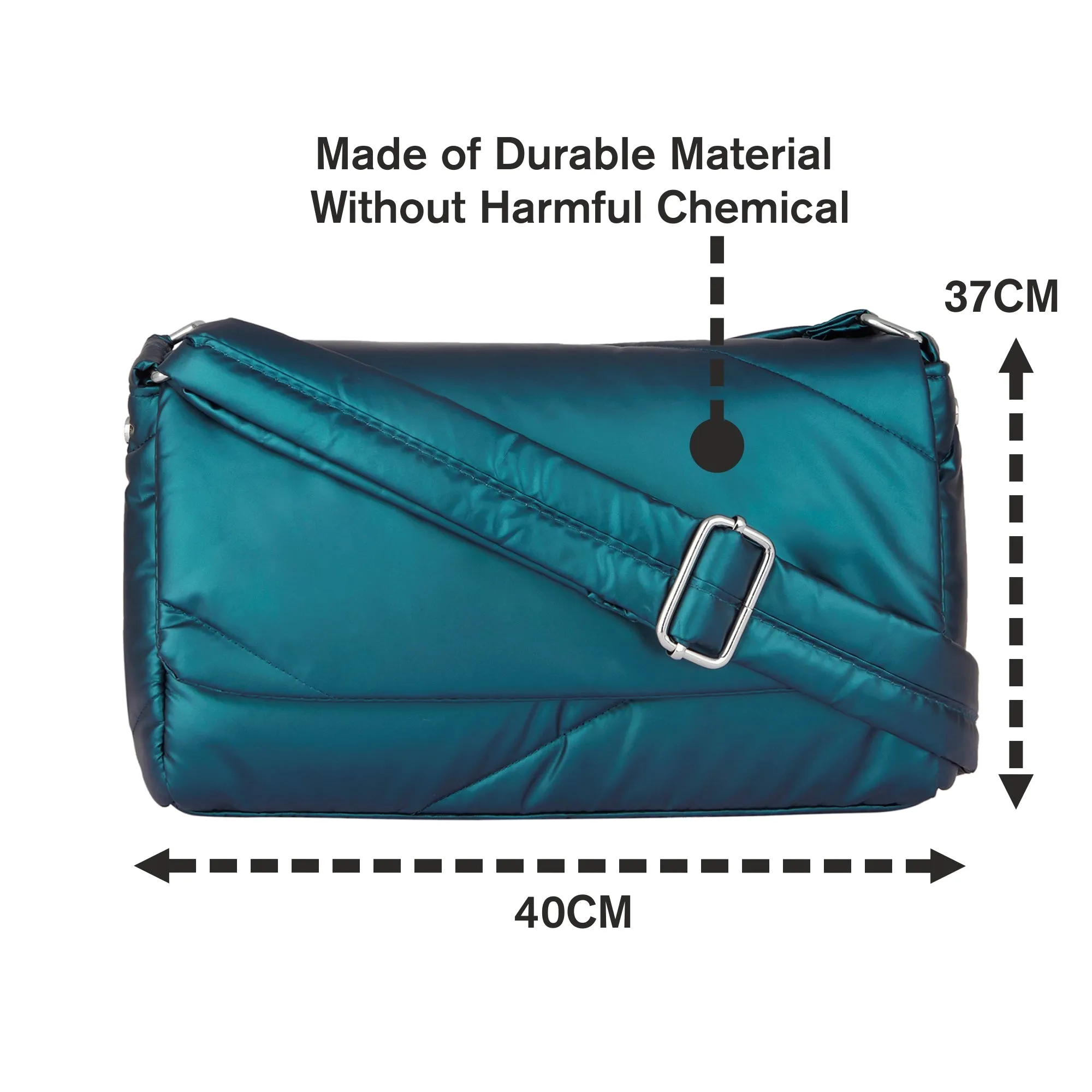 Accessorize London Women's Teal Metallic Crossbody Bag