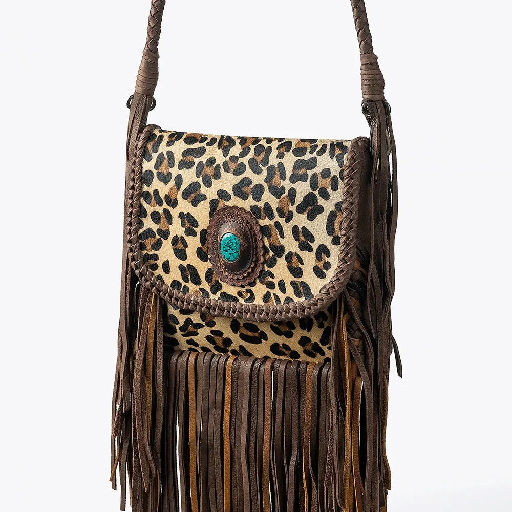 American Darling Leopard Print and Fringe Crossbody Bag