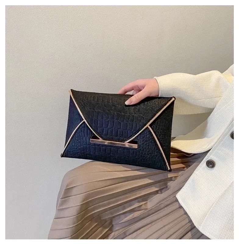 Black Rose Red Khaki Nonwoven Felt Solid Color Square Evening Bags