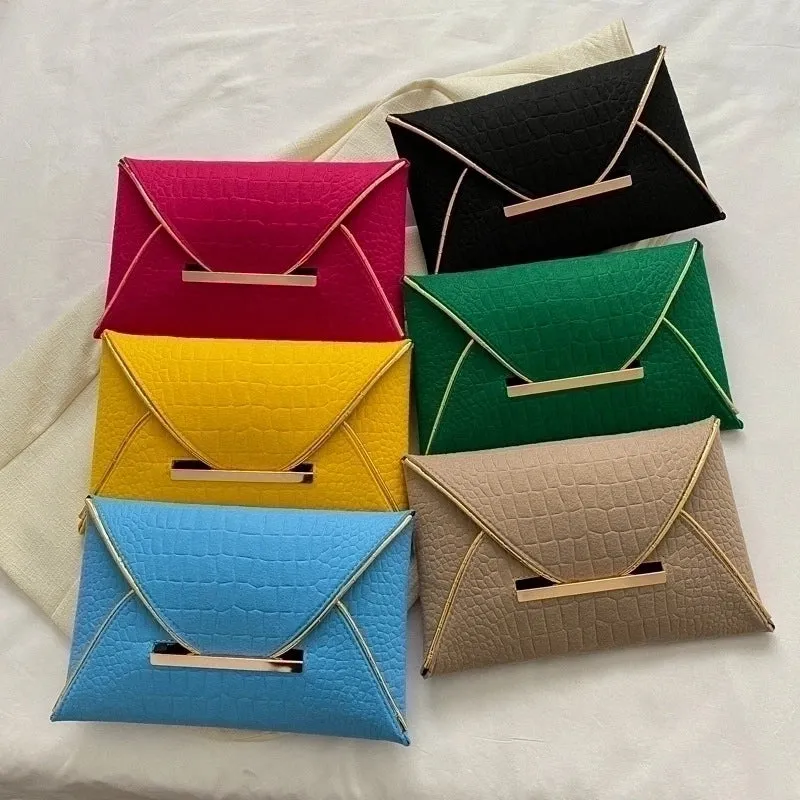 Black Rose Red Khaki Nonwoven Felt Solid Color Square Evening Bags