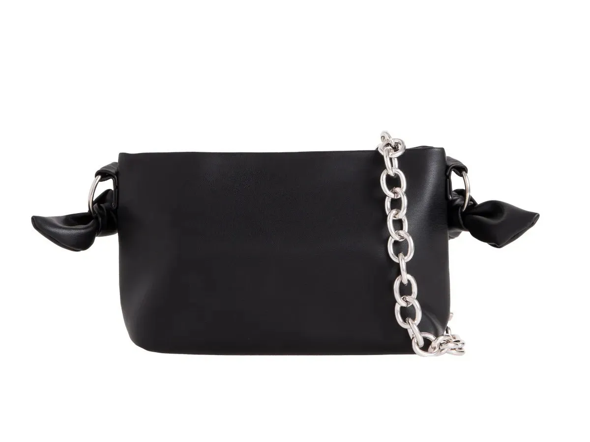 Black Soft Leatherette Quilted Handbag