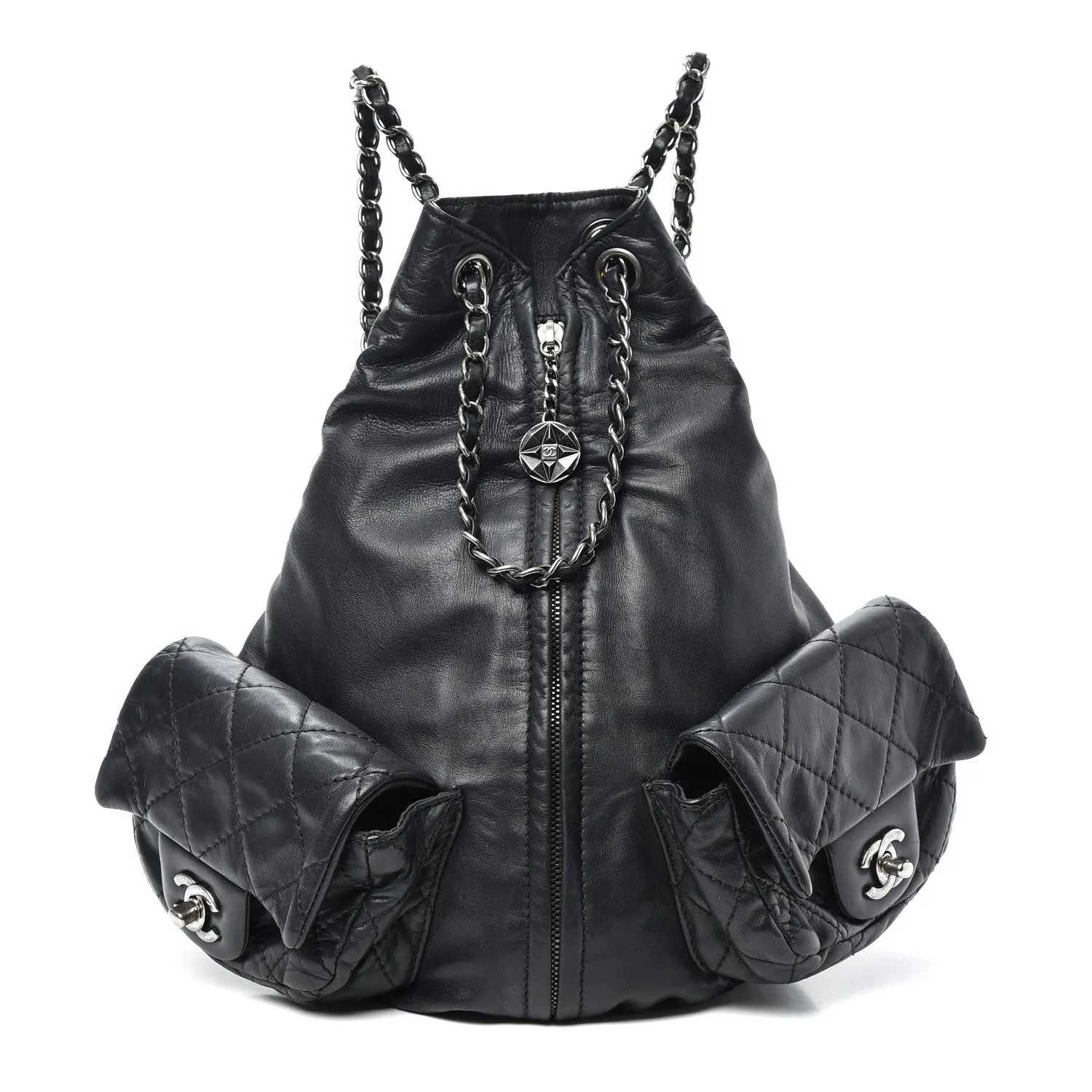 CHANEL MULTI POCKETS CALFSKIN LEATHER BACKPACK