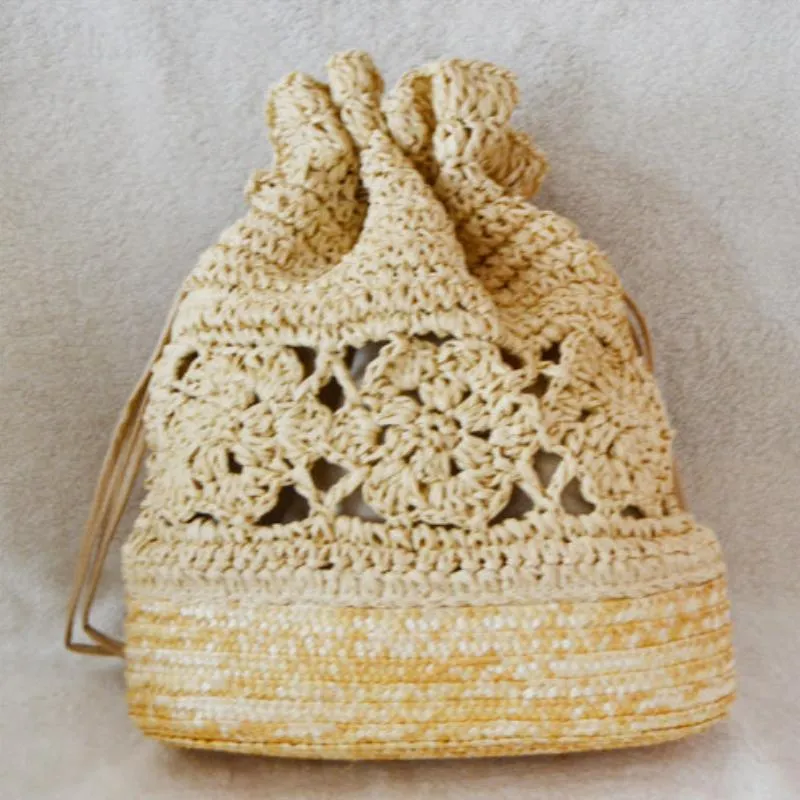 College Style Handmade Crocheted Backpack, Straw Woven Bag, Woven Bag, Leisure Female Bag