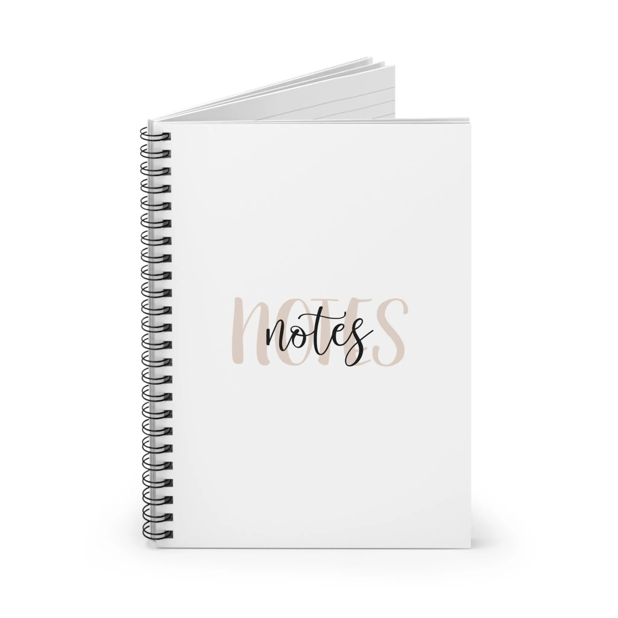 Elegant Ruled Spiral Notebook with Inspirational 'Notes' Design