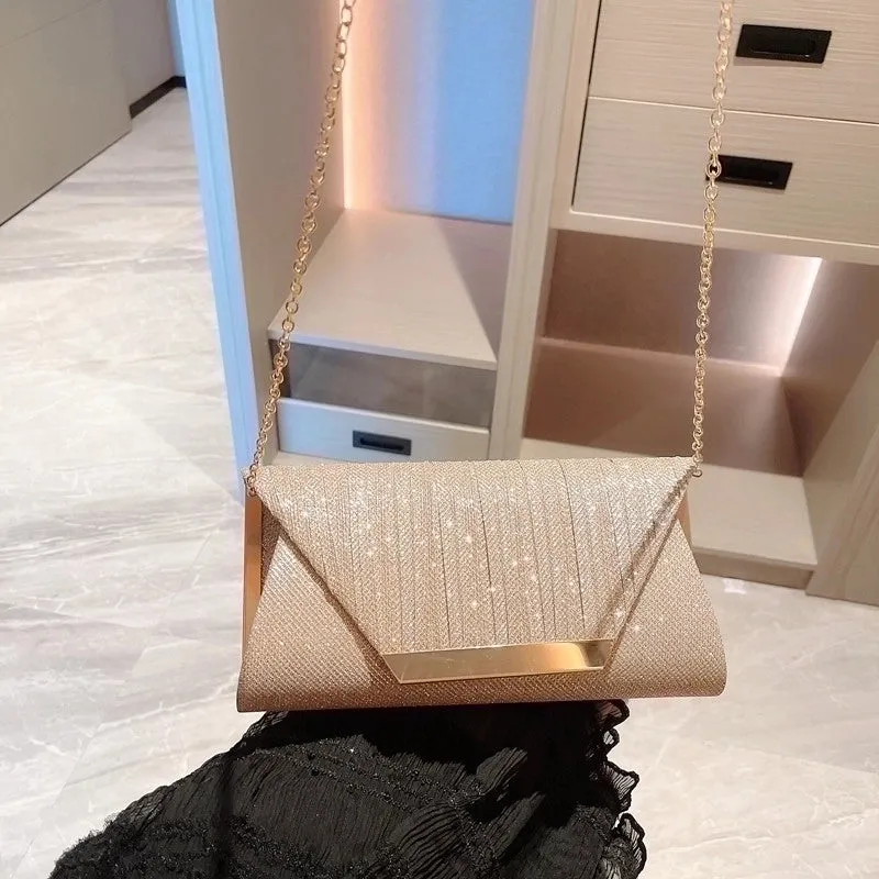 Fabric Solid Color Sequins Square Evening Bags