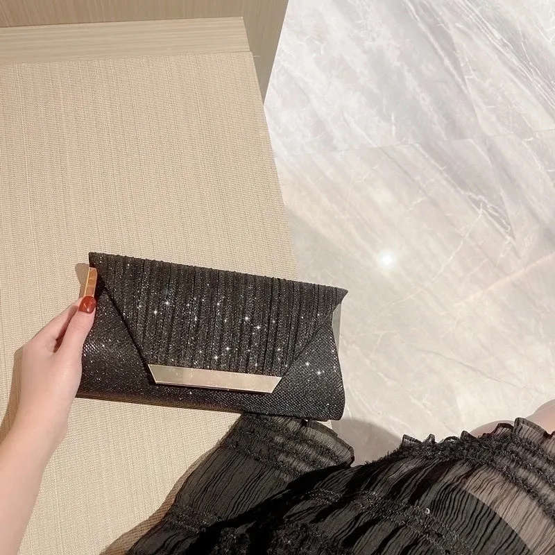 Fabric Solid Color Sequins Square Evening Bags