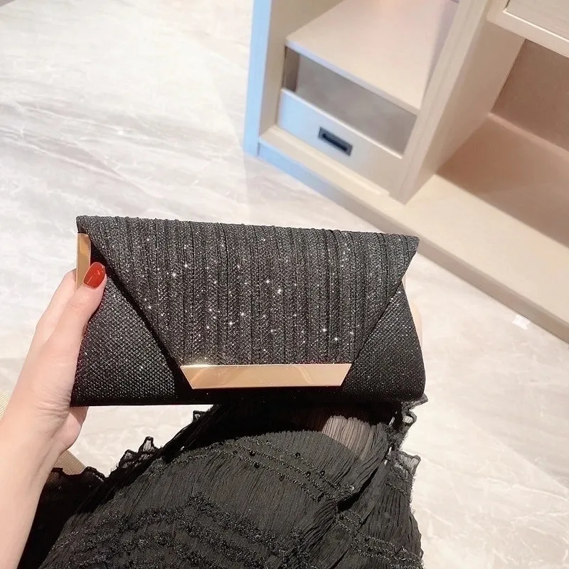 Fabric Solid Color Sequins Square Evening Bags