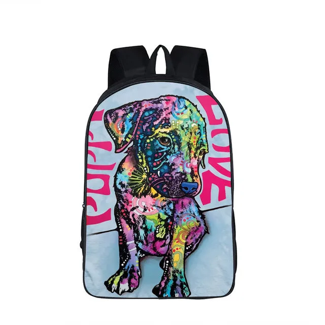 German Shepherd / Pit / Staffordshire Bull Terrier / Rottweiler Backpack For Teenager Children School Bags Boy Dog Bag