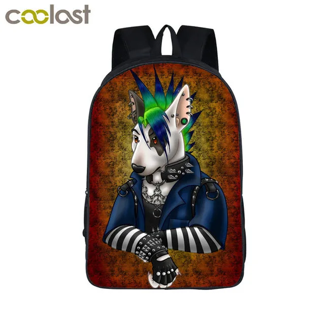 German Shepherd / Pit / Staffordshire Bull Terrier / Rottweiler Backpack For Teenager Children School Bags Boy Dog Bag