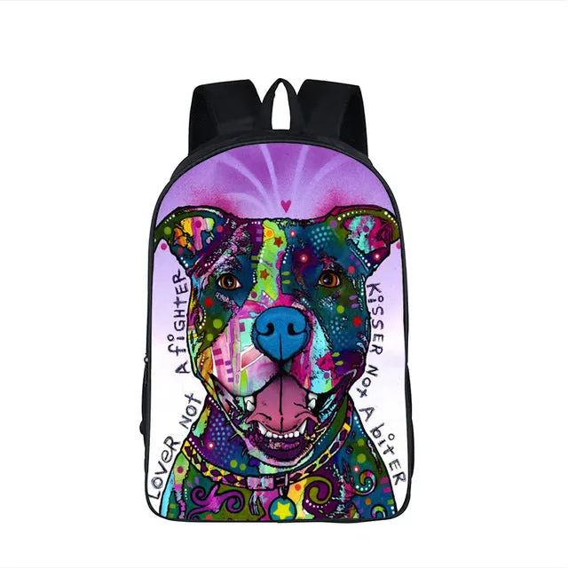 German Shepherd / Pit / Staffordshire Bull Terrier / Rottweiler Backpack For Teenager Children School Bags Boy Dog Bag