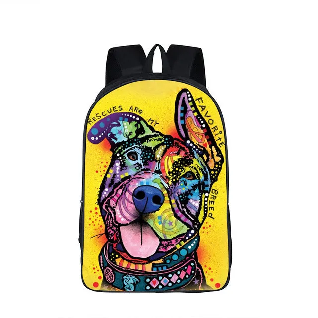 German Shepherd / Pit / Staffordshire Bull Terrier / Rottweiler Backpack For Teenager Children School Bags Boy Dog Bag