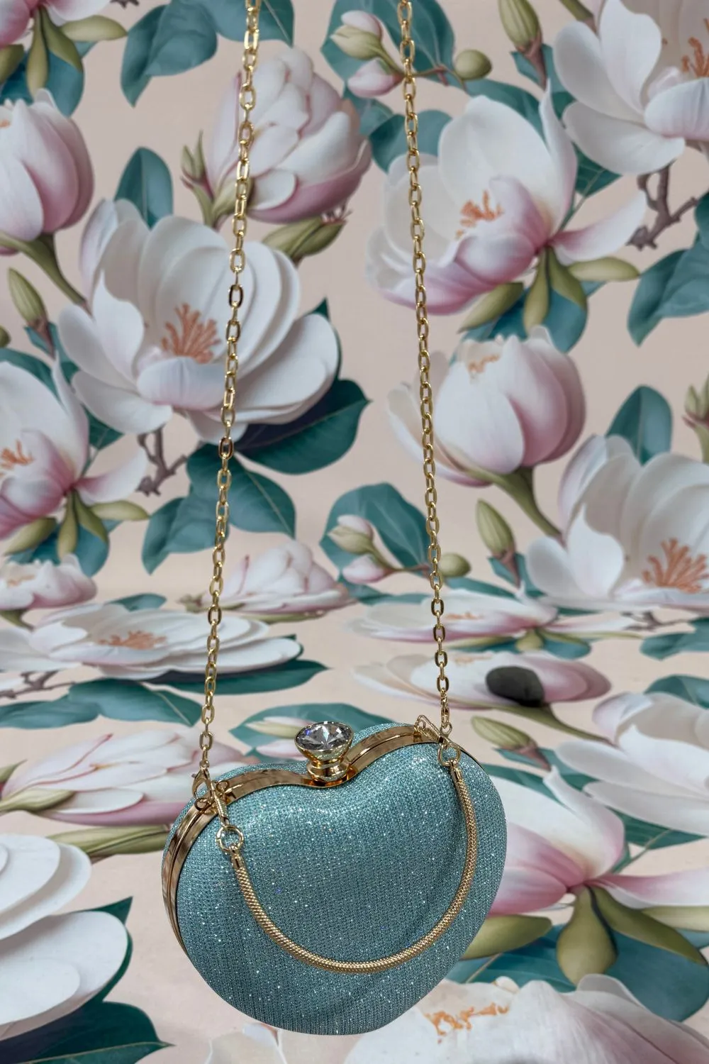 Glitter Heart Clutch - Blue