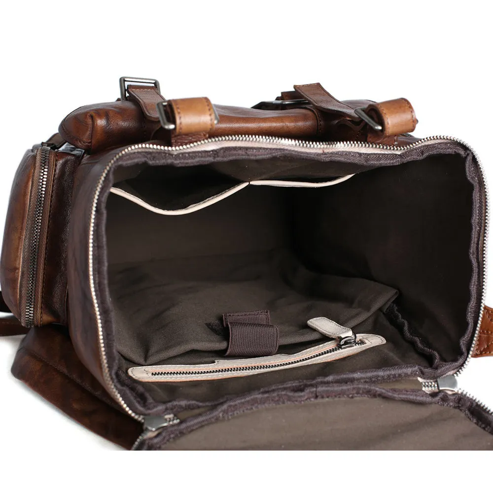 Handmade Full Grain Leather Backpack Travel Backpack Hiking Backpack