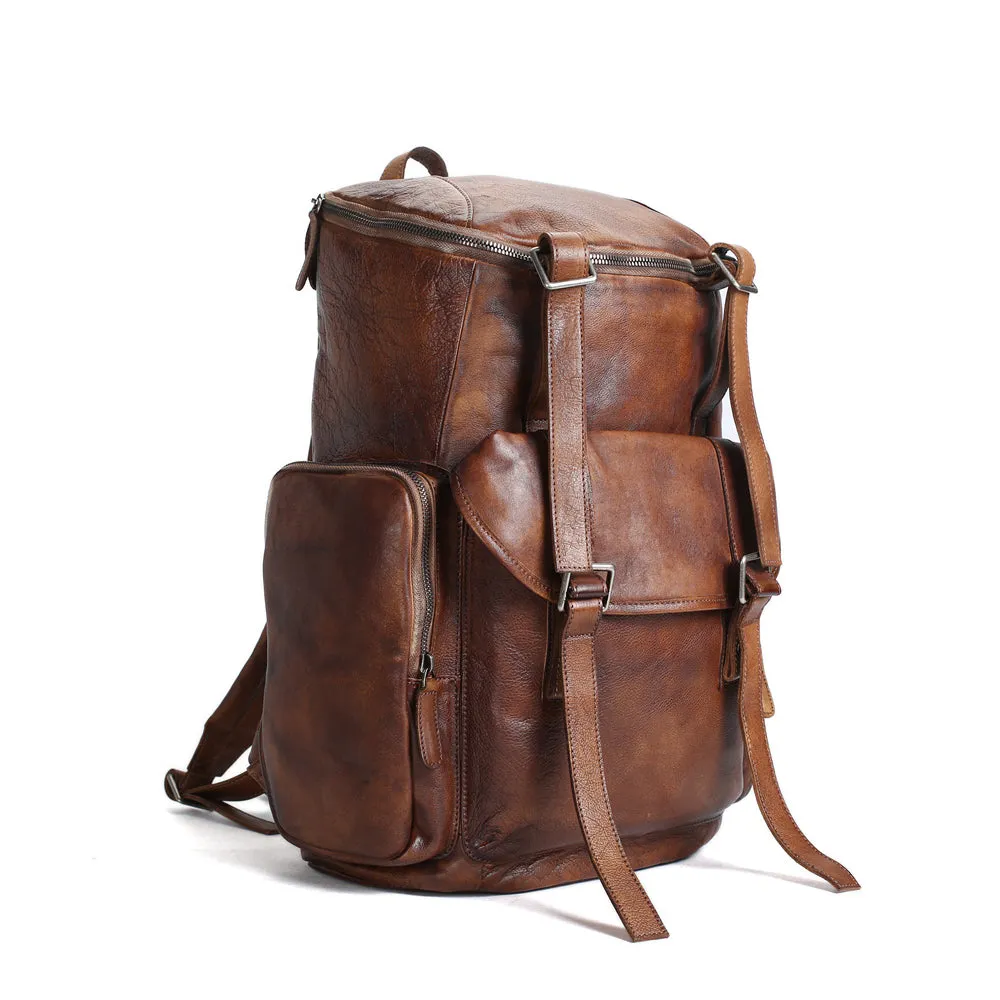 Handmade Full Grain Leather Backpack Travel Backpack Hiking Backpack
