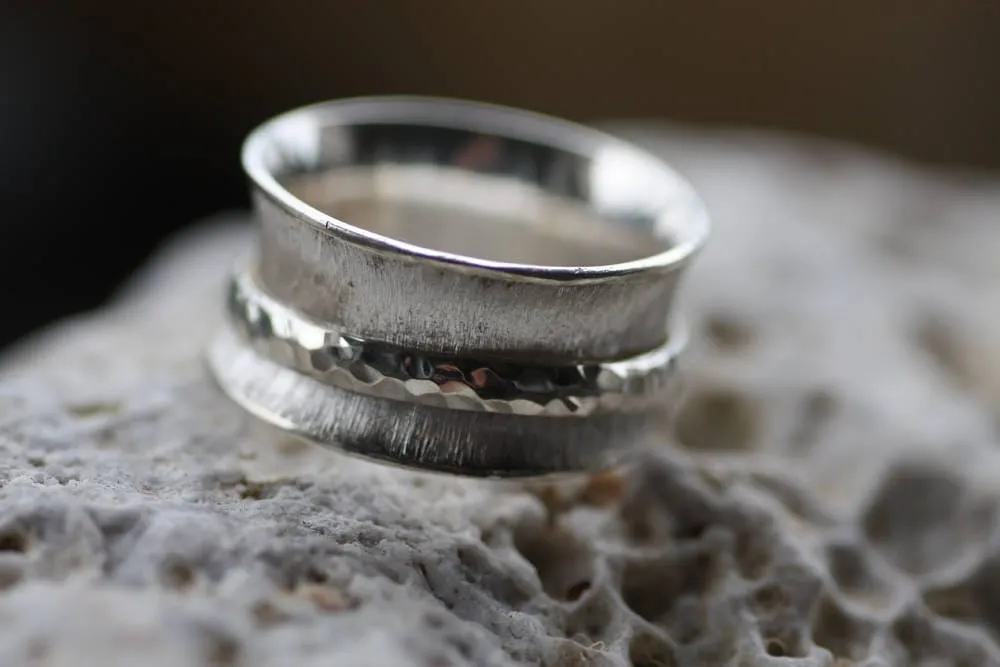 Handmade Sterling Silver Spinner Ring - Womens Anxiety  Meditation Jewelry