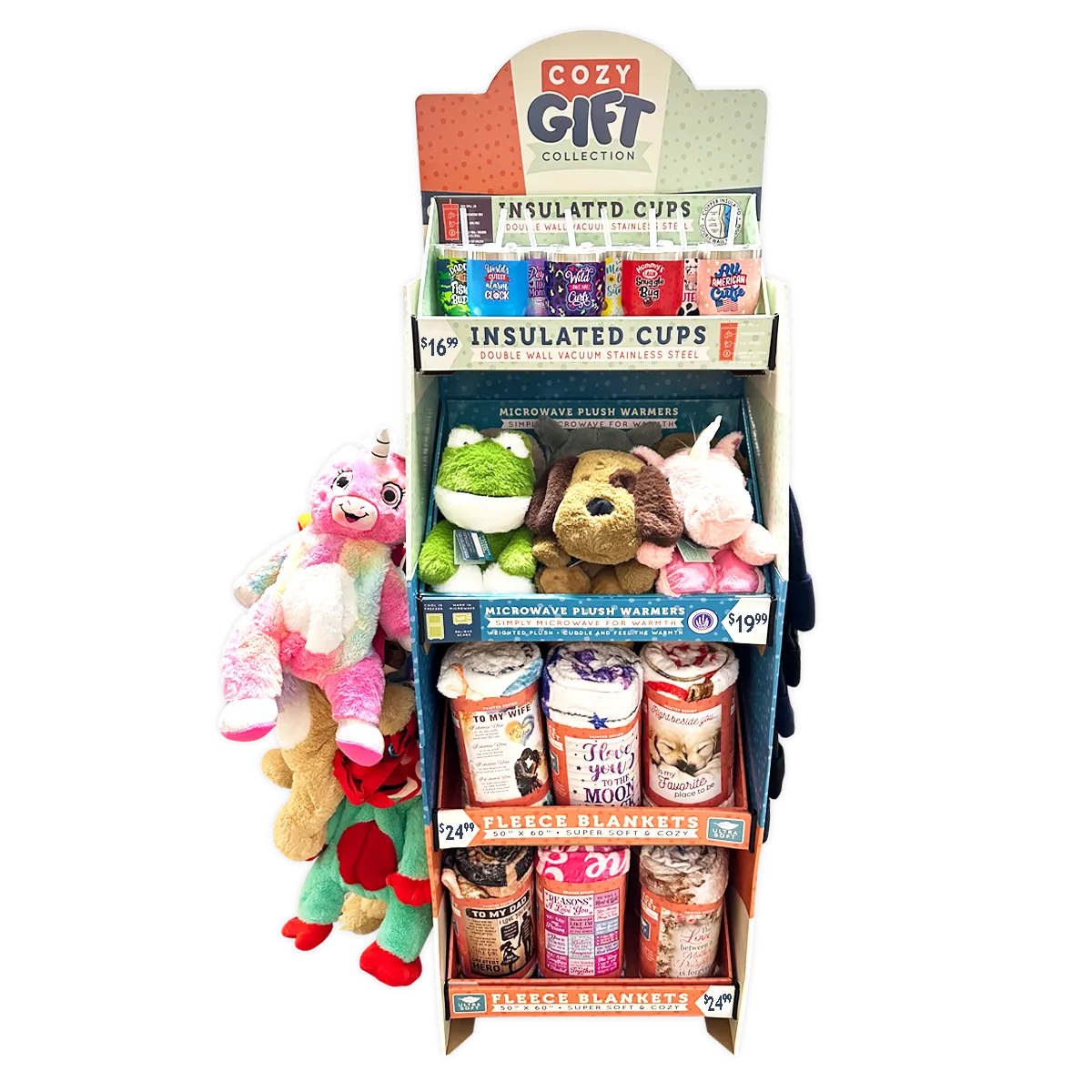 Hug 'N Sip Cup Plush Assortment Floor Display - 38 Pieces Per Retail Ready Display 88567