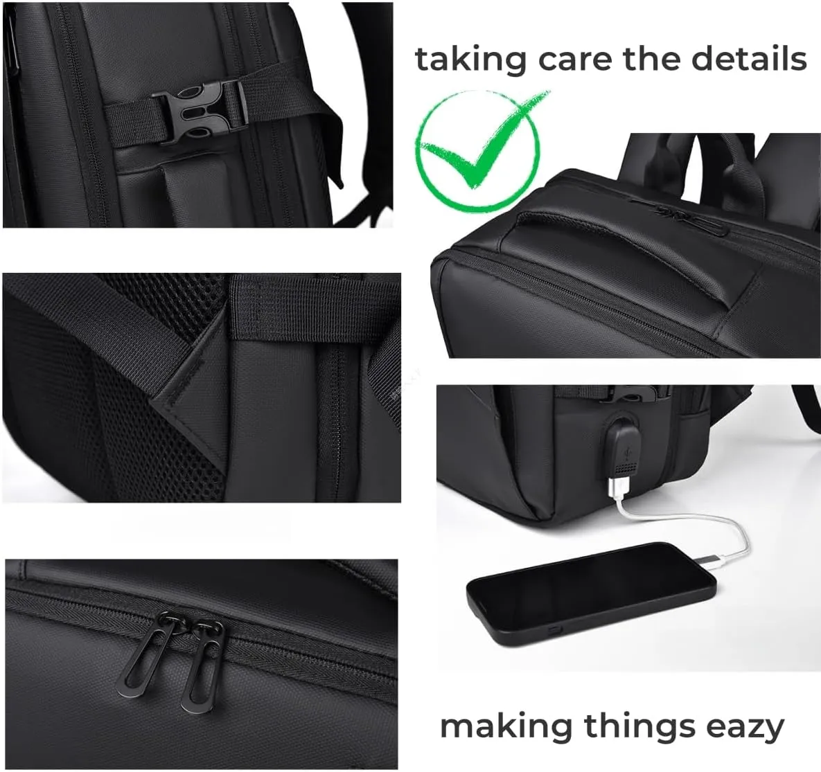 Laptop Travel Backpack Water Resistant Bag with USB Charging Port 15.6"Computer Business Backpacks for Men Work College Gift,Casual Daypack