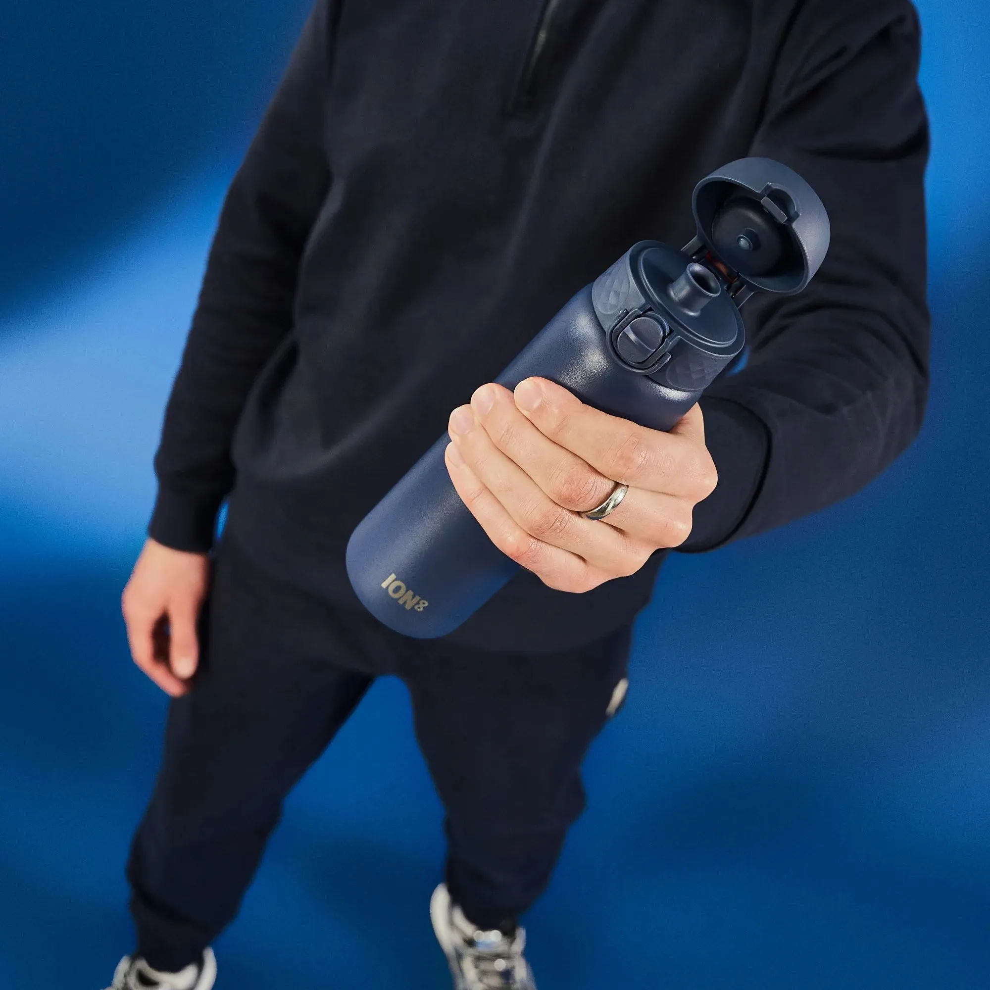 Leak Proof Slim Water Bottle, Stainless Steel, Ash Navy, 600ml (20oz)