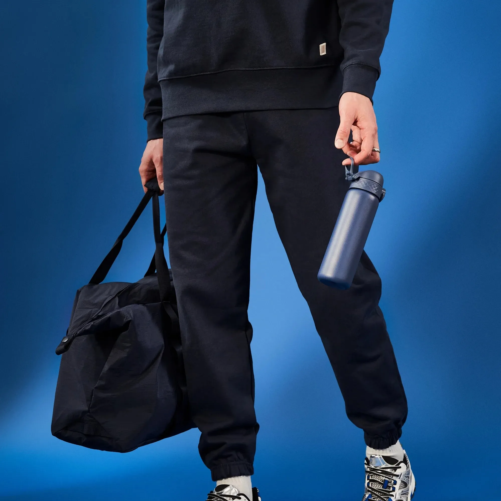 Leak Proof Slim Water Bottle, Stainless Steel, Ash Navy, 600ml (20oz)
