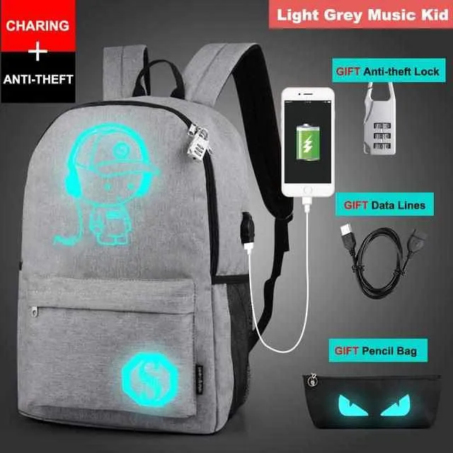 Luminous School USB Charger Backpack