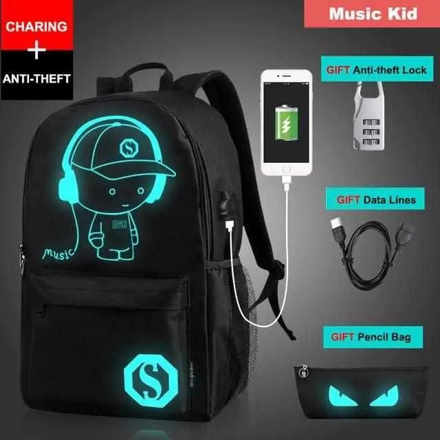 Luminous School USB Charger Backpack