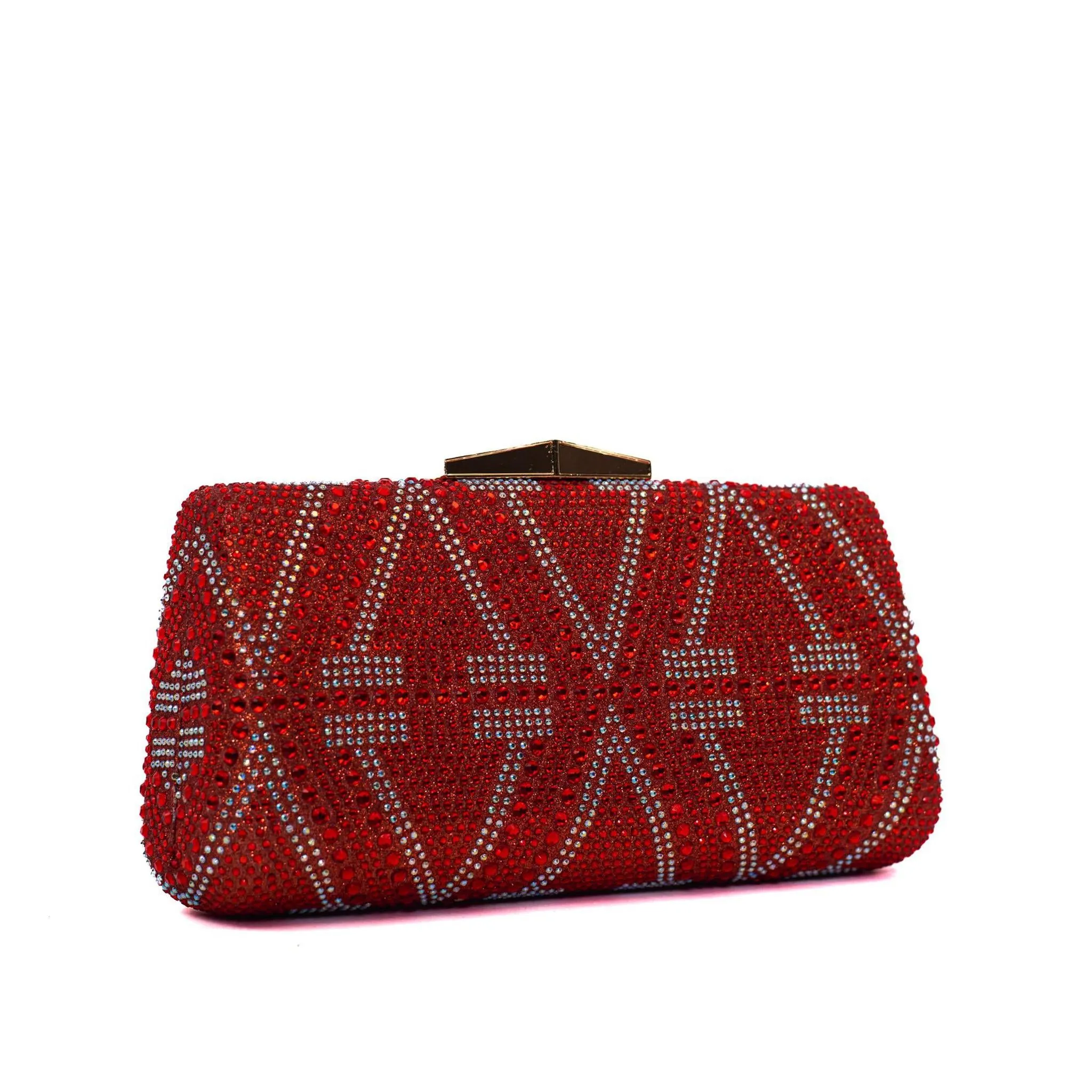 Orange Diamond Hasp Clutch Purse