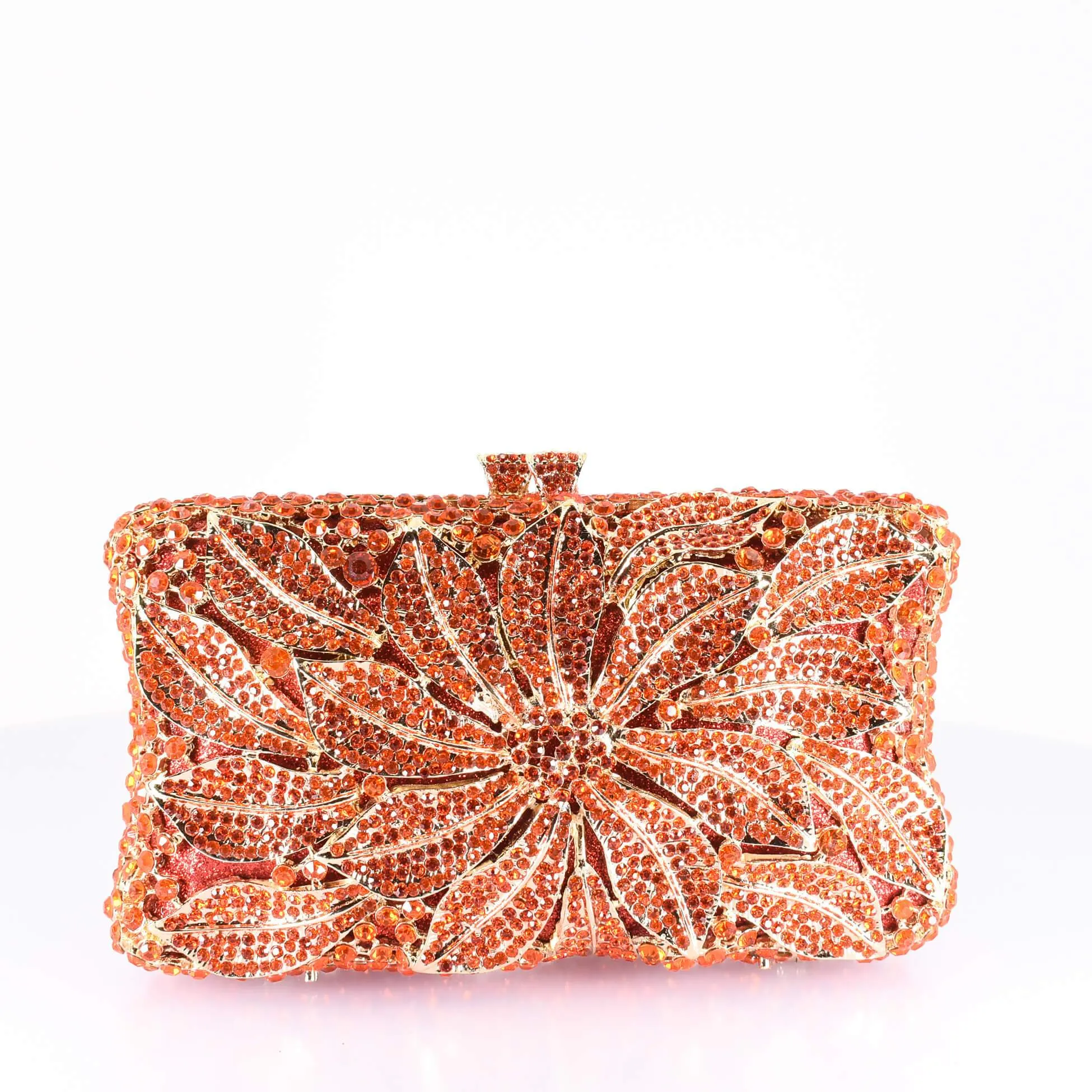Orange Floral Clutch Purse