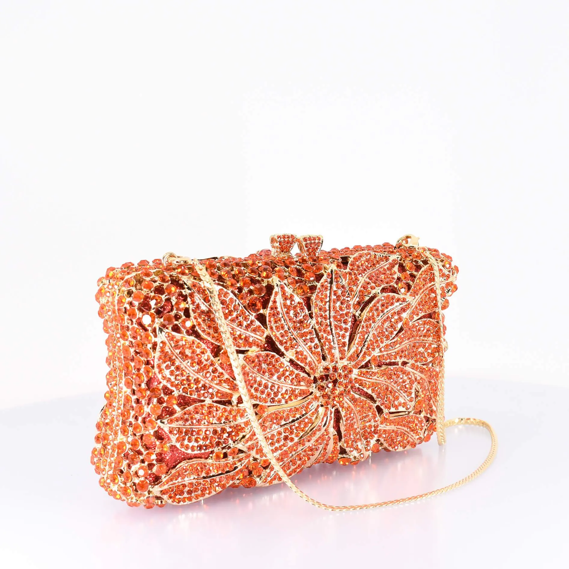 Orange Floral Clutch Purse