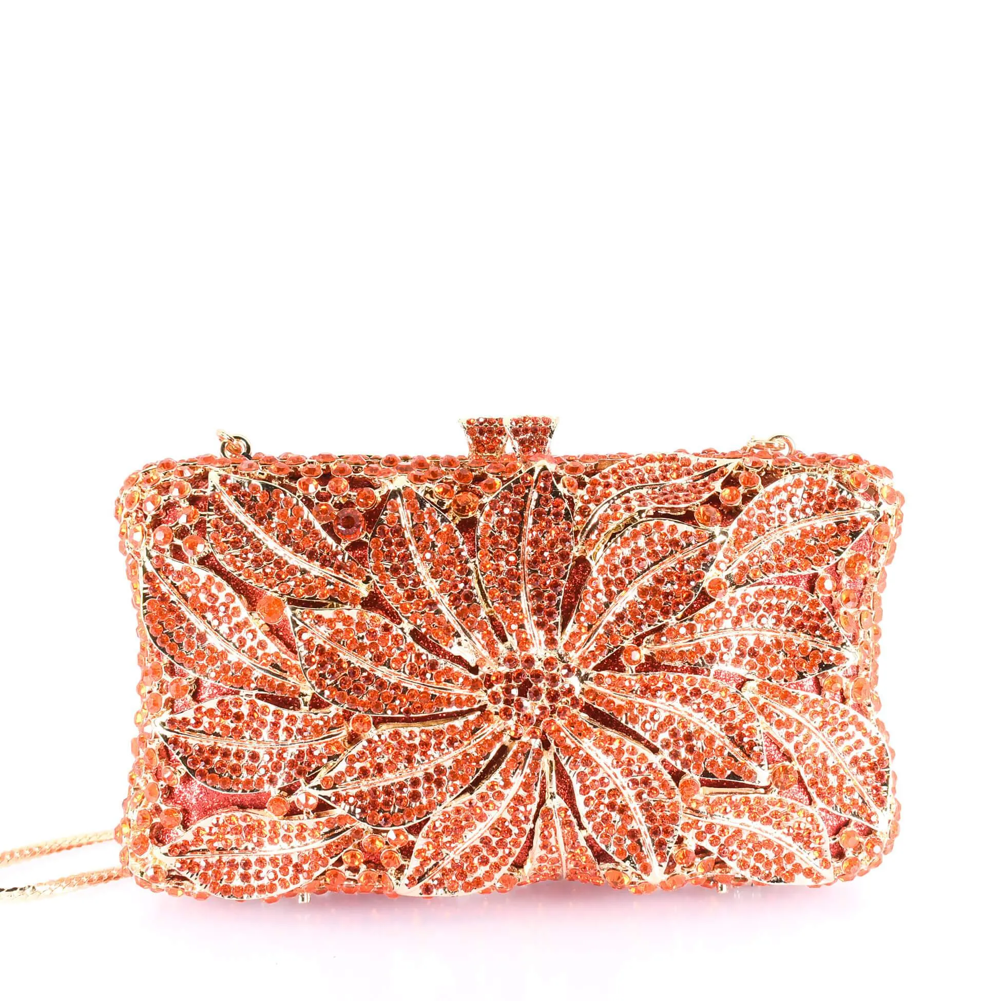 Orange Floral Clutch Purse