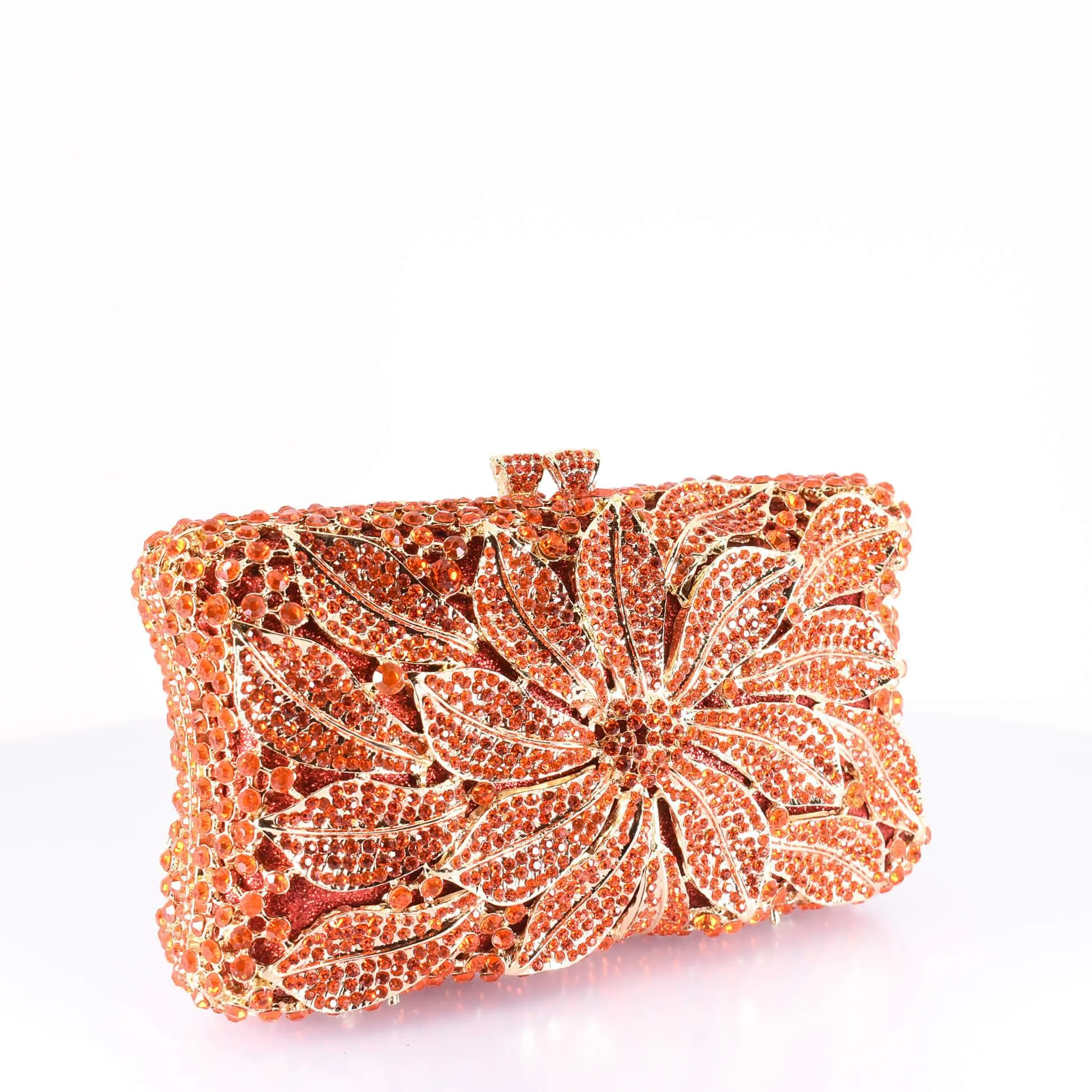 Orange Floral Clutch Purse