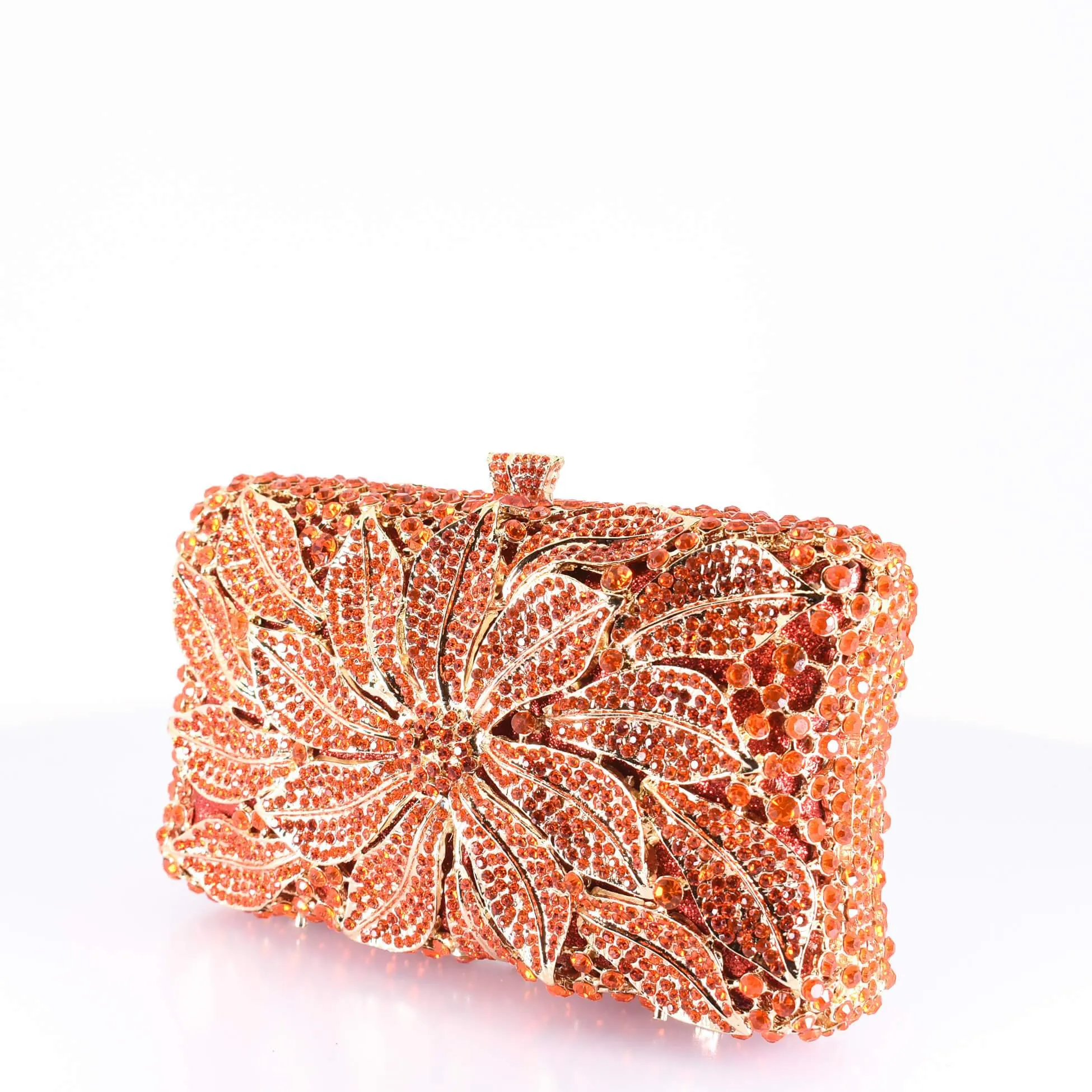 Orange Floral Clutch Purse