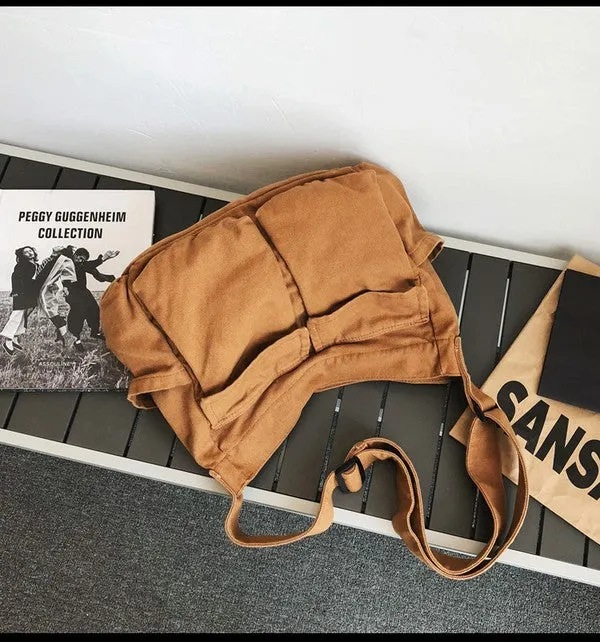 Oversized Canvas Messenger Bag with Spacious Pockets