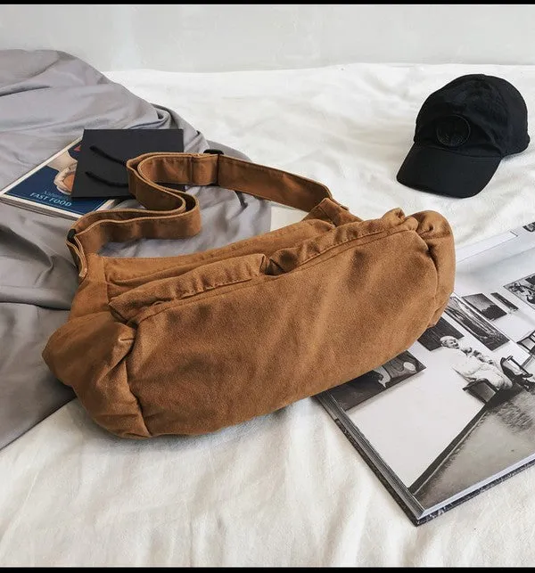 Oversized Canvas Messenger Bag with Spacious Pockets