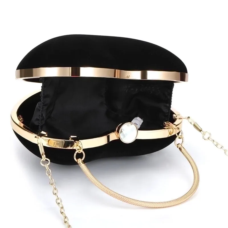 Red Black Velvet Solid Color Heart-shaped Evening Bags