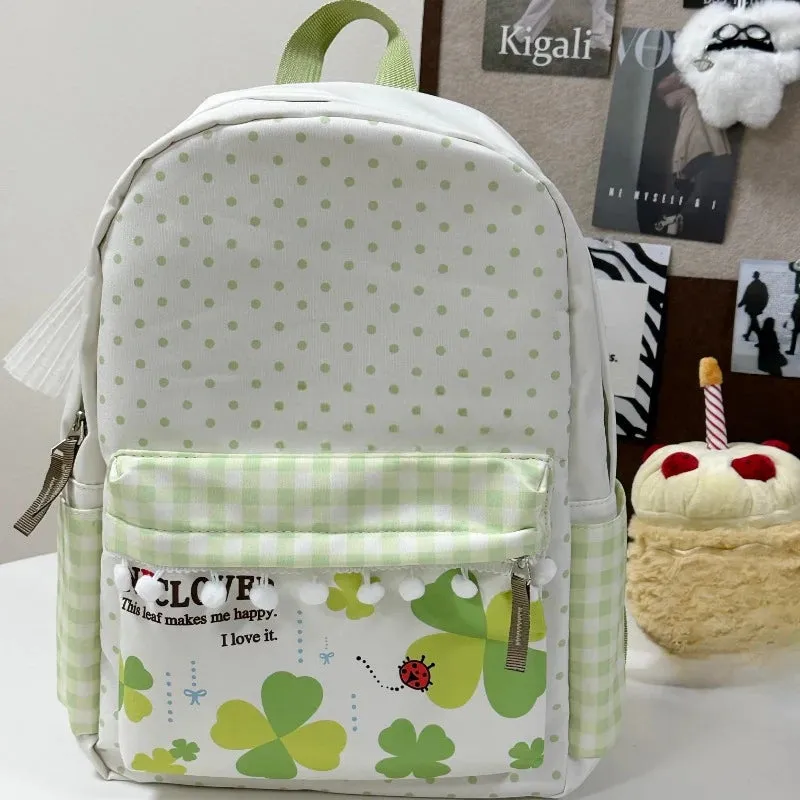 Uakiss Patchwork Contrast Color Chic Dot Letter Print Backpack Y2k Aesthetic Kawaii Sweet Schoolbag Casual Fashion All Match Backpacks