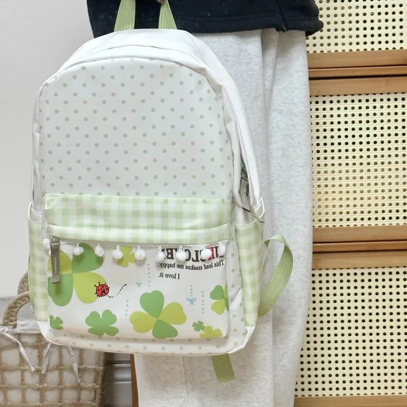 Uakiss Patchwork Contrast Color Chic Dot Letter Print Backpack Y2k Aesthetic Kawaii Sweet Schoolbag Casual Fashion All Match Backpacks