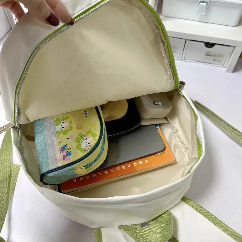 Uakiss Patchwork Contrast Color Chic Dot Letter Print Backpack Y2k Aesthetic Kawaii Sweet Schoolbag Casual Fashion All Match Backpacks