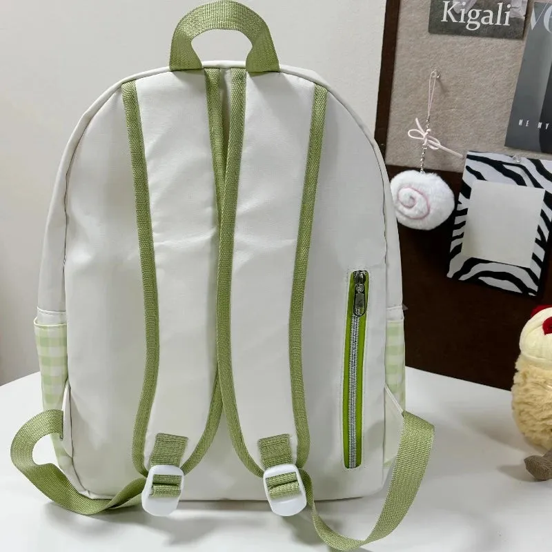Uakiss Patchwork Contrast Color Chic Dot Letter Print Backpack Y2k Aesthetic Kawaii Sweet Schoolbag Casual Fashion All Match Backpacks