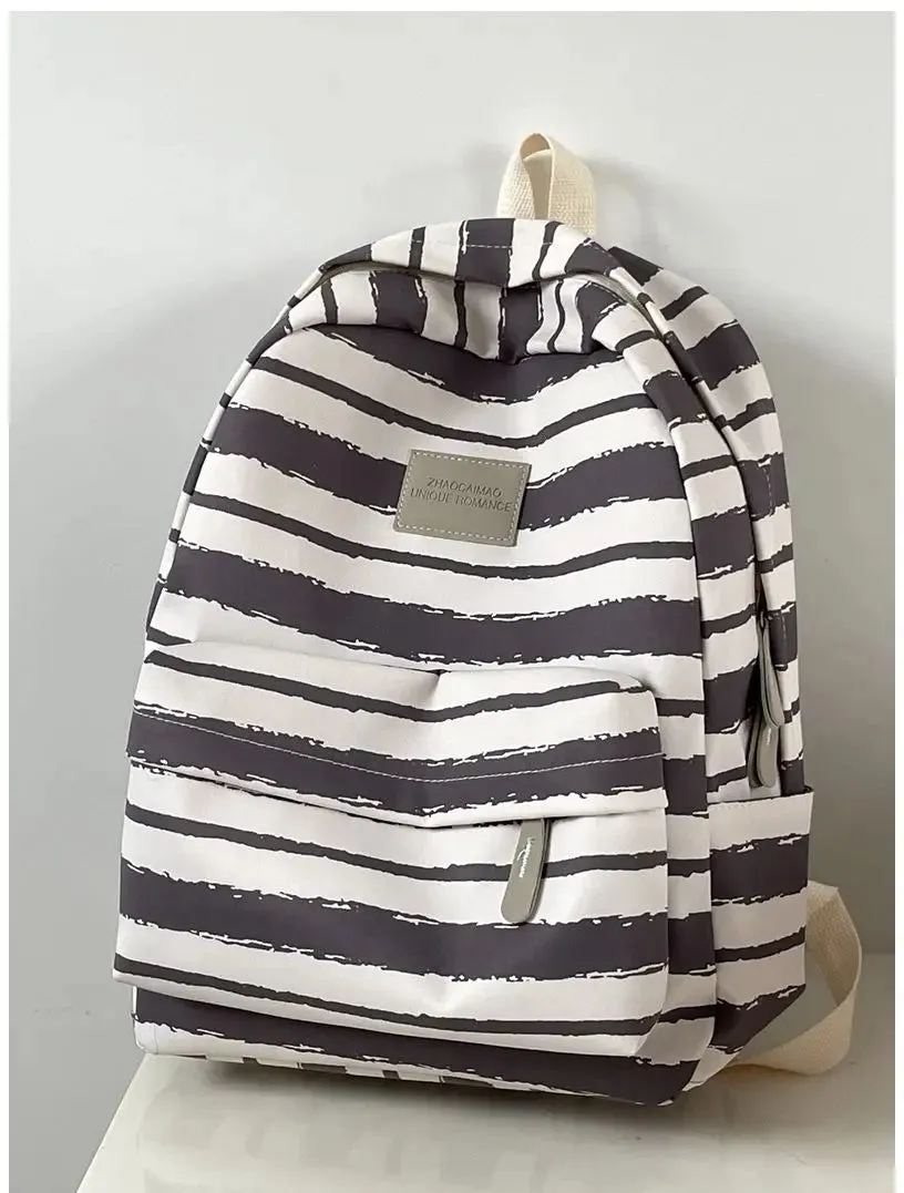 UAKISS  -  Schoolbag Female Junior High School Girl College Student Backpack  New Striped High School Student Backpacks
